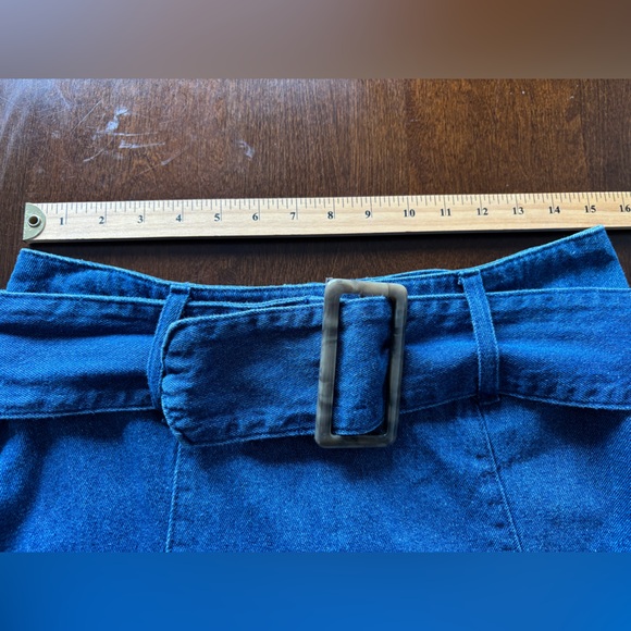 Who What Wear A-Line Blue Denim Skirt Size 10 Removable Belt Pockets Back Zipper - Picture 7 of 9